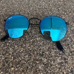 Ray-Ban Black Frame Sunglasses with Blue Lenses